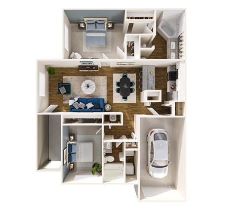Floor plan for 2 beds, 2 baths, 1340 sqft